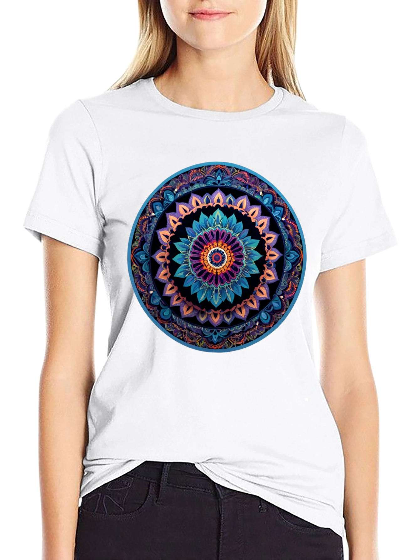 Mandala Graphic Print Black T-Shirt