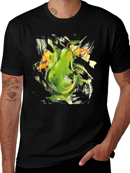 Abstract Avocado Graphic Print Black T-Shirt