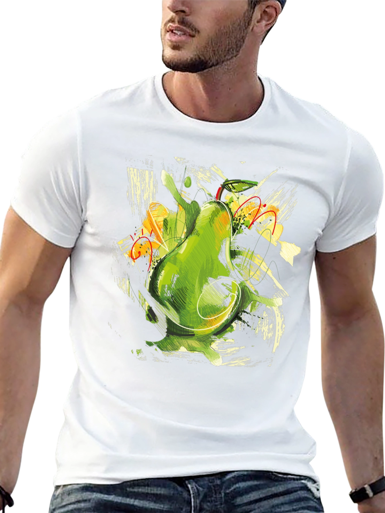 Abstract Avocado Graphic Print Black T-Shirt