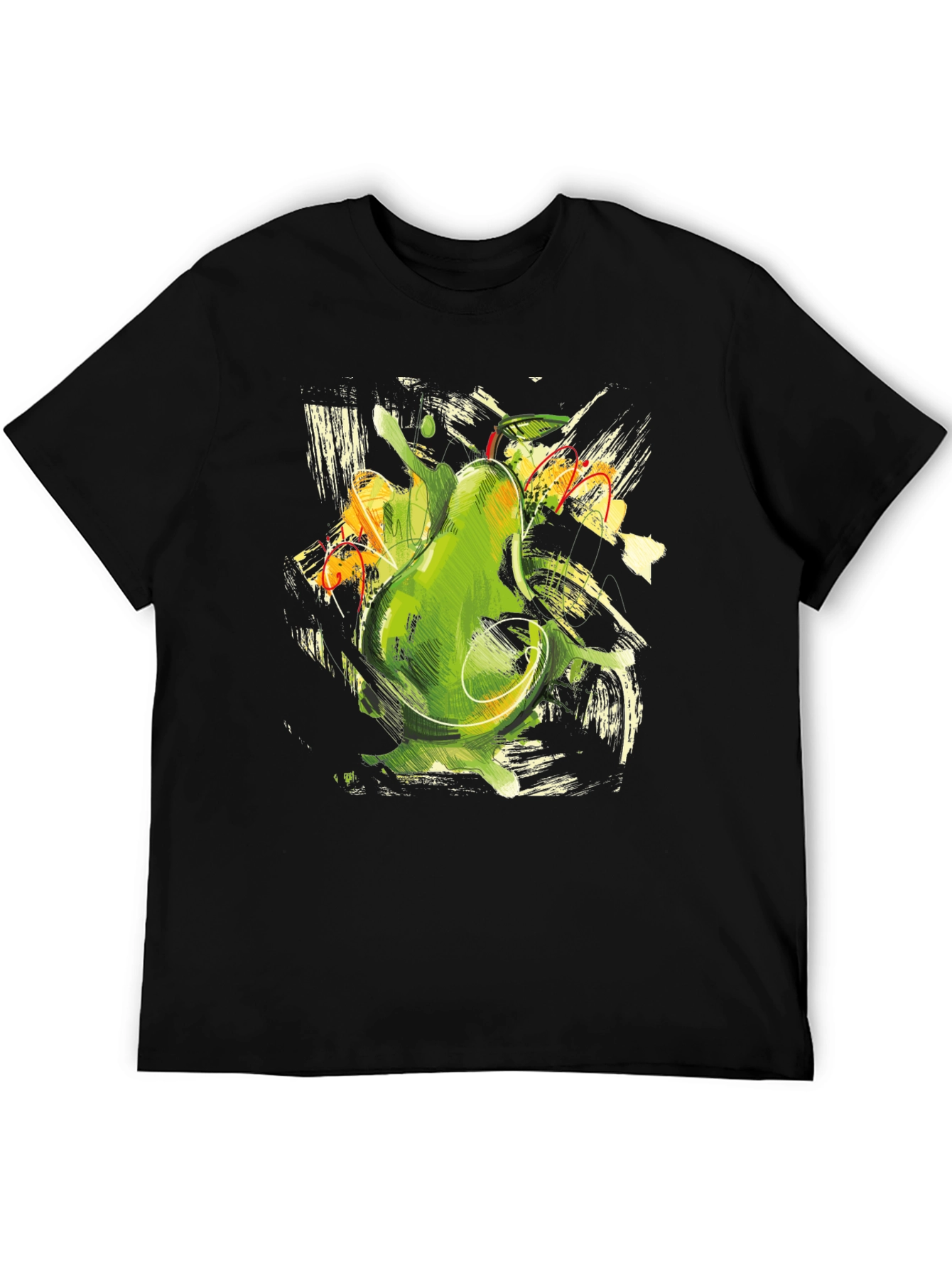 Abstract Avocado Graphic Print Black T-Shirt