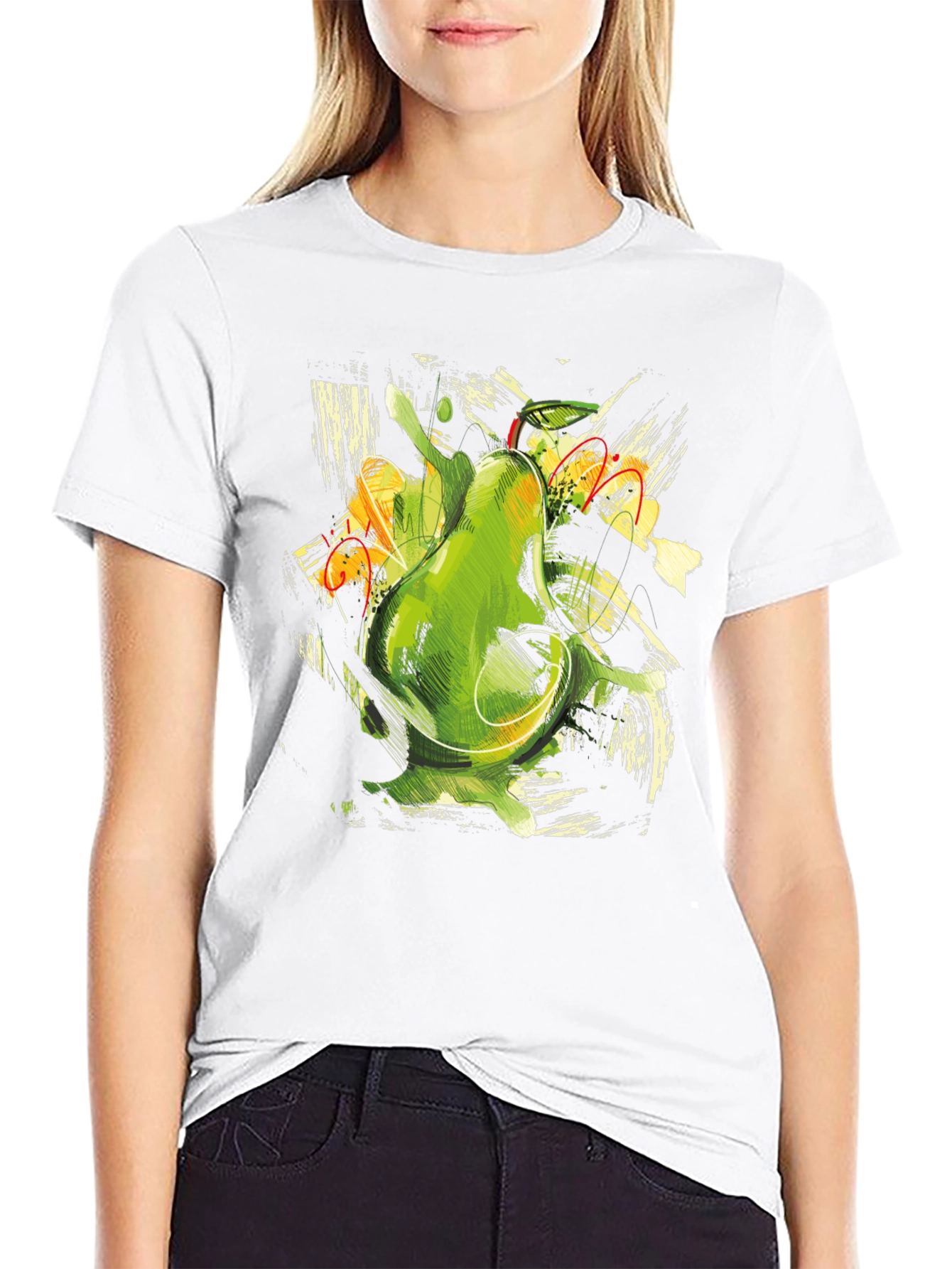 Abstract Avocado Graphic Print Black T-Shirt