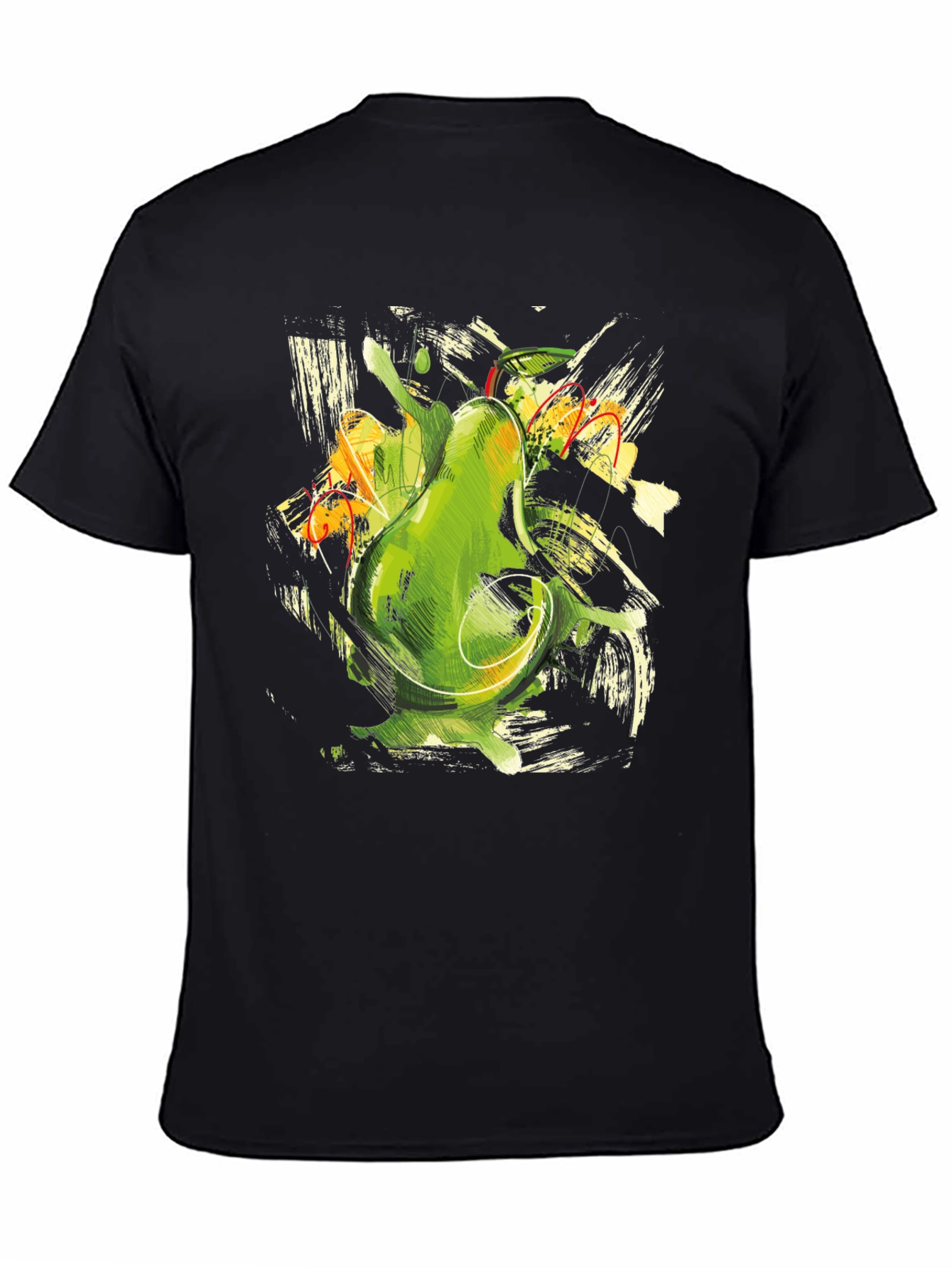 Abstract Avocado Graphic Print Black T-Shirt