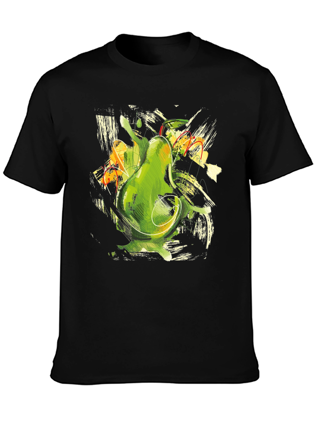 Abstract Avocado Graphic Print Black T-Shirt