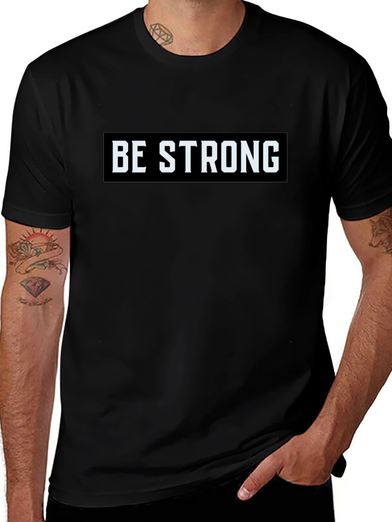 Be Strong Graphic Tee - Motivational Black T-Shirt
