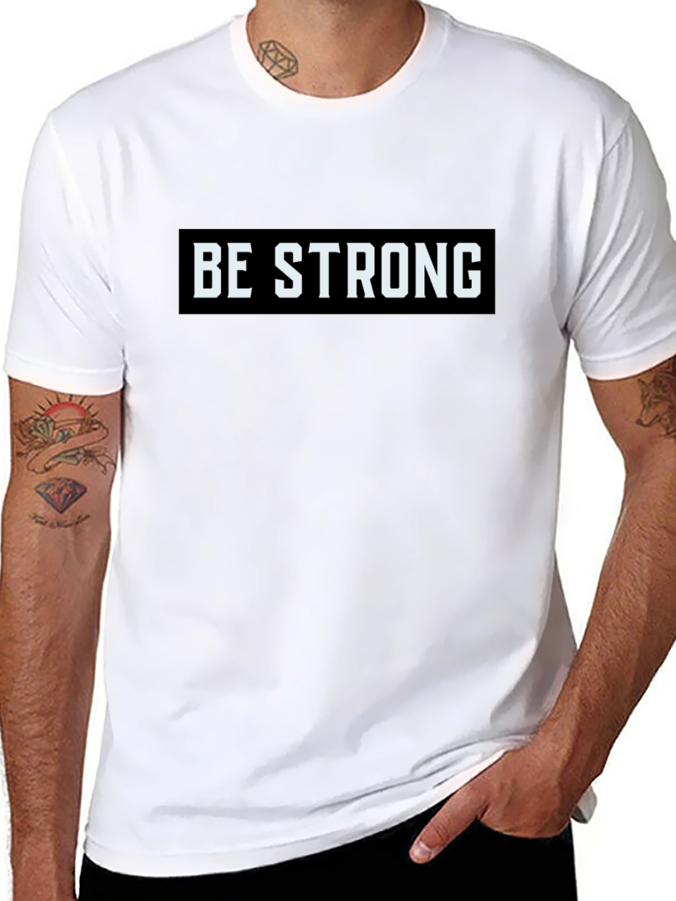 Be Strong Graphic Tee - Motivational Black T-Shirt