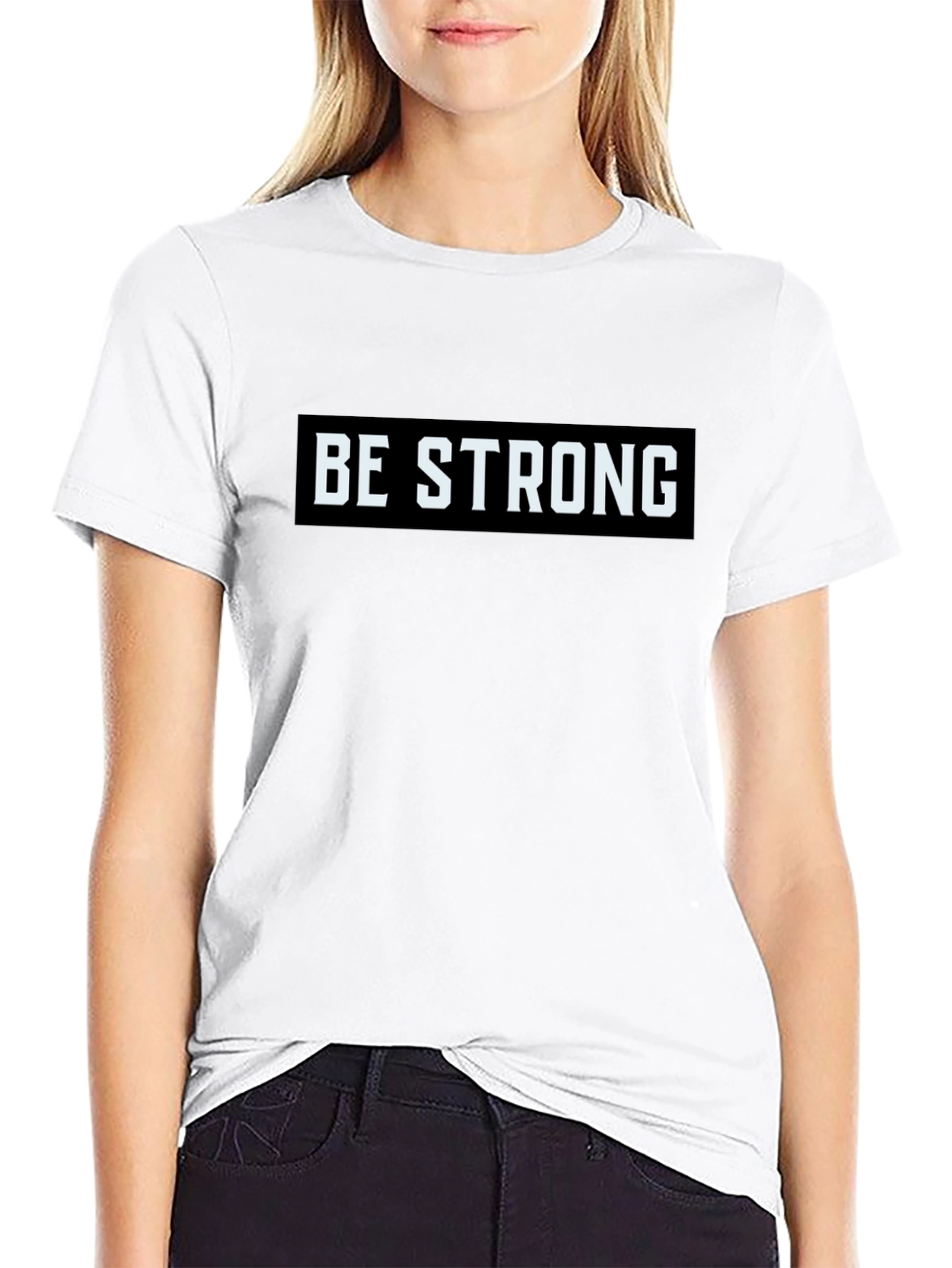 Be Strong Graphic Tee - Motivational Black T-Shirt