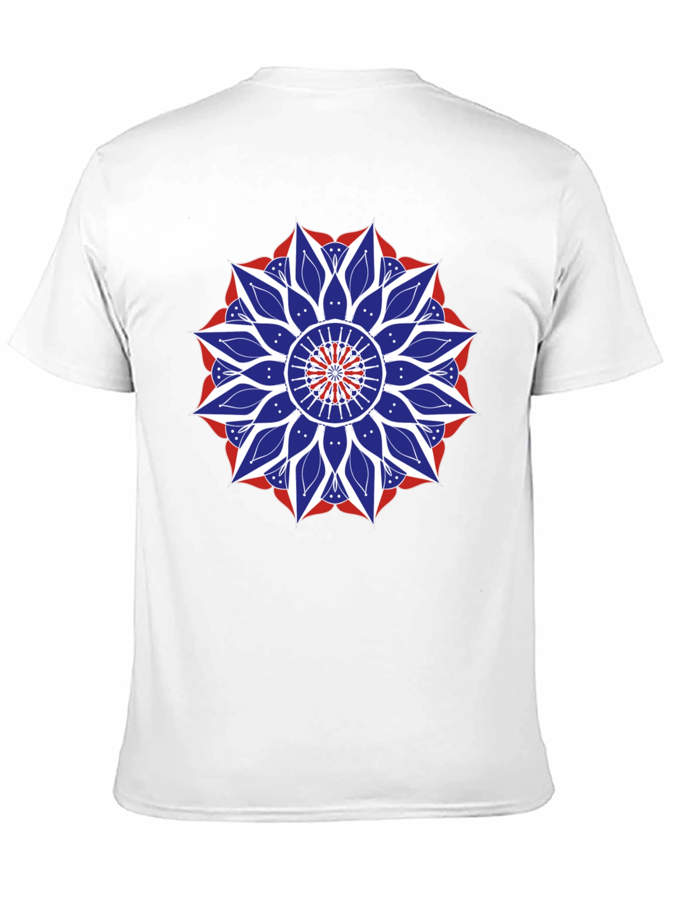 Mens Black T-Shirt with Red White and Blue Mandala
