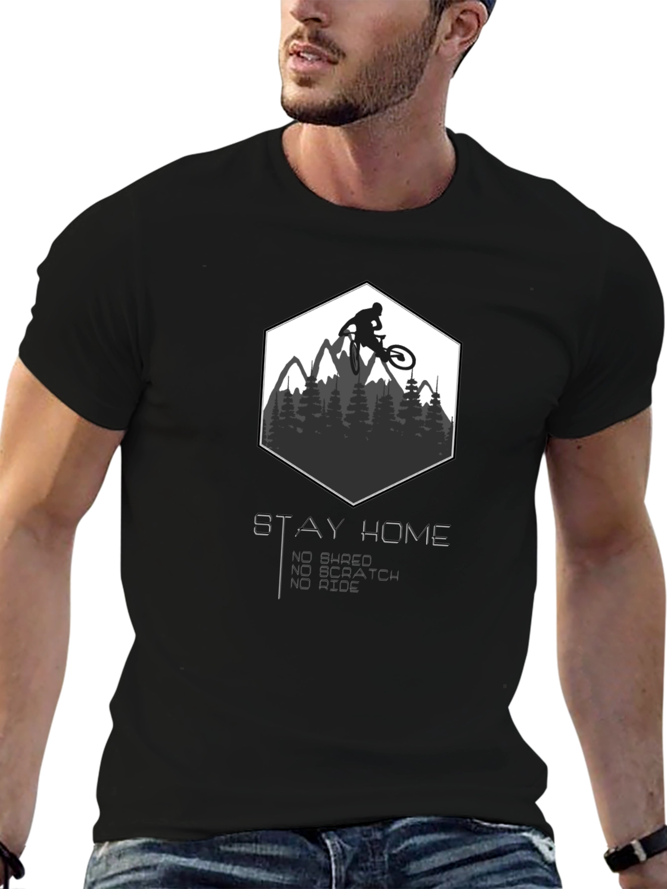Stay Home Ride On! Mountain Bike Graphic Tee