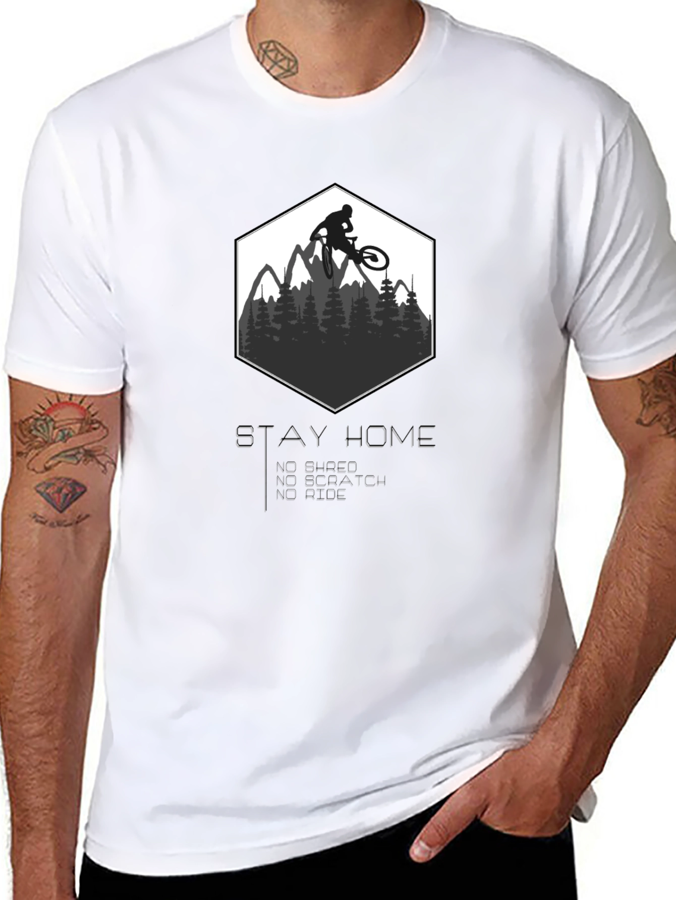 Stay Home Ride On! Mountain Bike Graphic Tee
