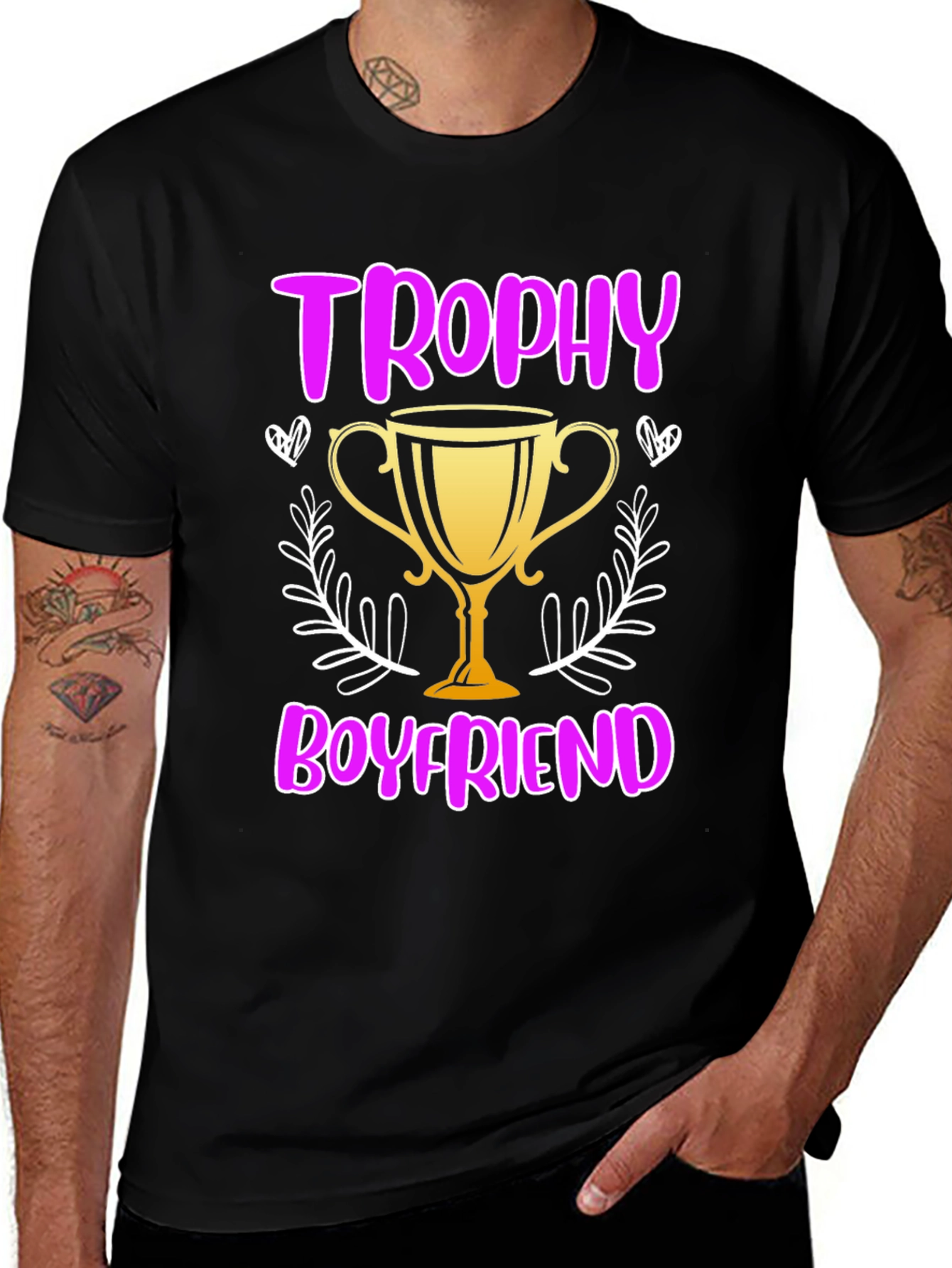 Trophy Boyfriend Graphic Tee - Novelty T-Shirt