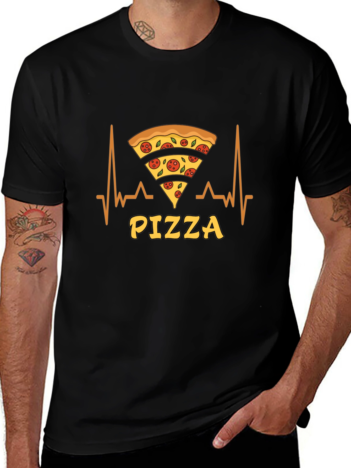 Pizza Lover T-Shirt Heartbeat Design