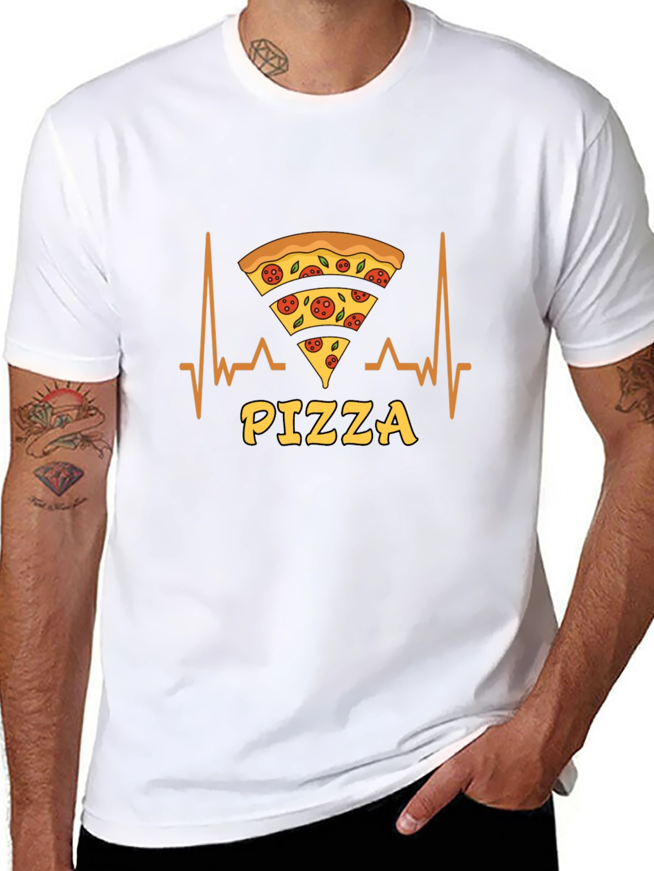 Pizza Lover T-Shirt Heartbeat Design