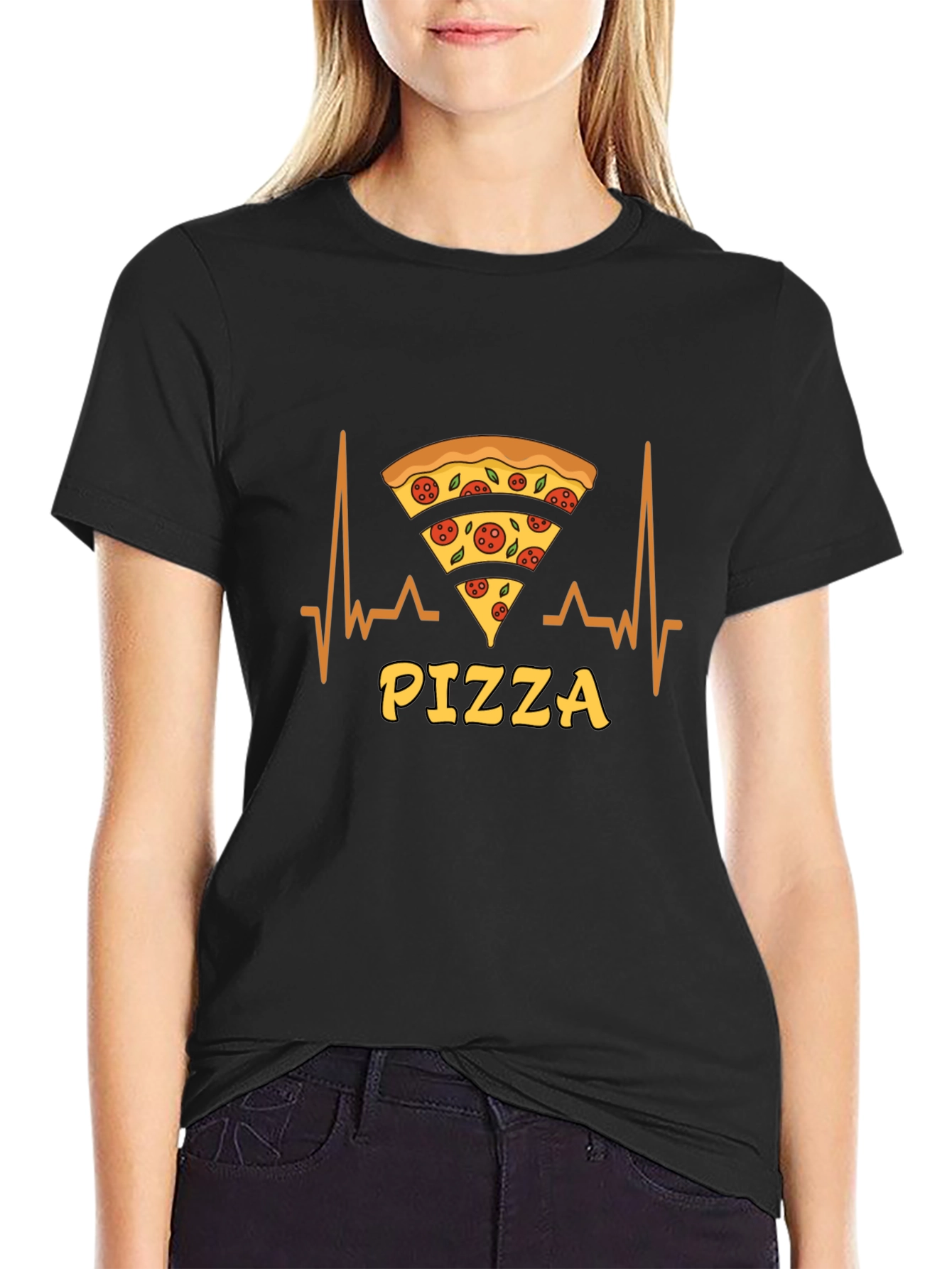 Pizza Lover T-Shirt Heartbeat Design