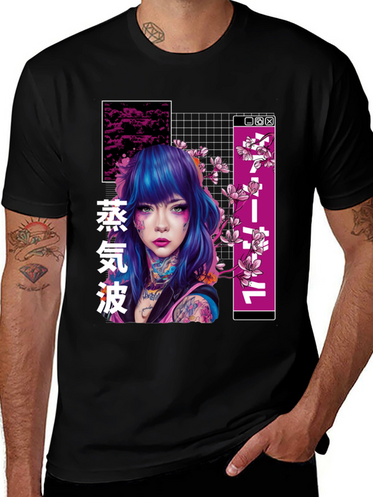 Vaporwave Tattoo Girl Graphic T-Shirt