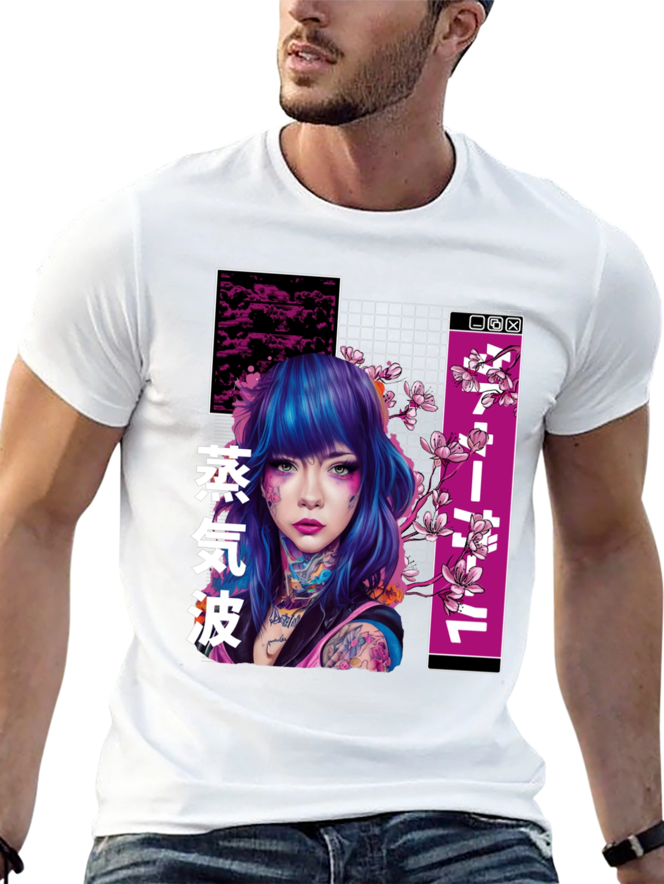Vaporwave Tattoo Girl Graphic T-Shirt