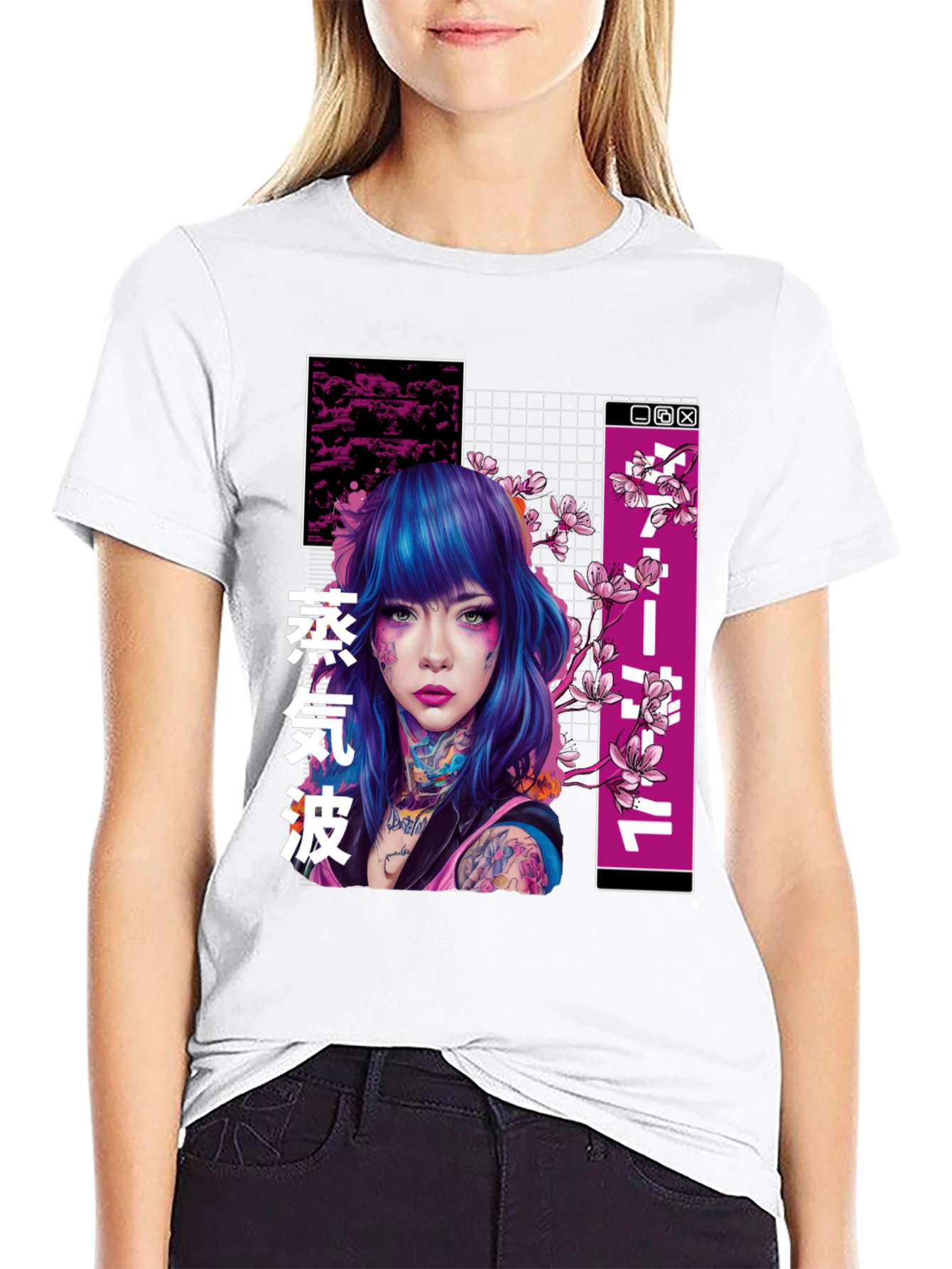 Vaporwave Tattoo Girl Graphic T-Shirt