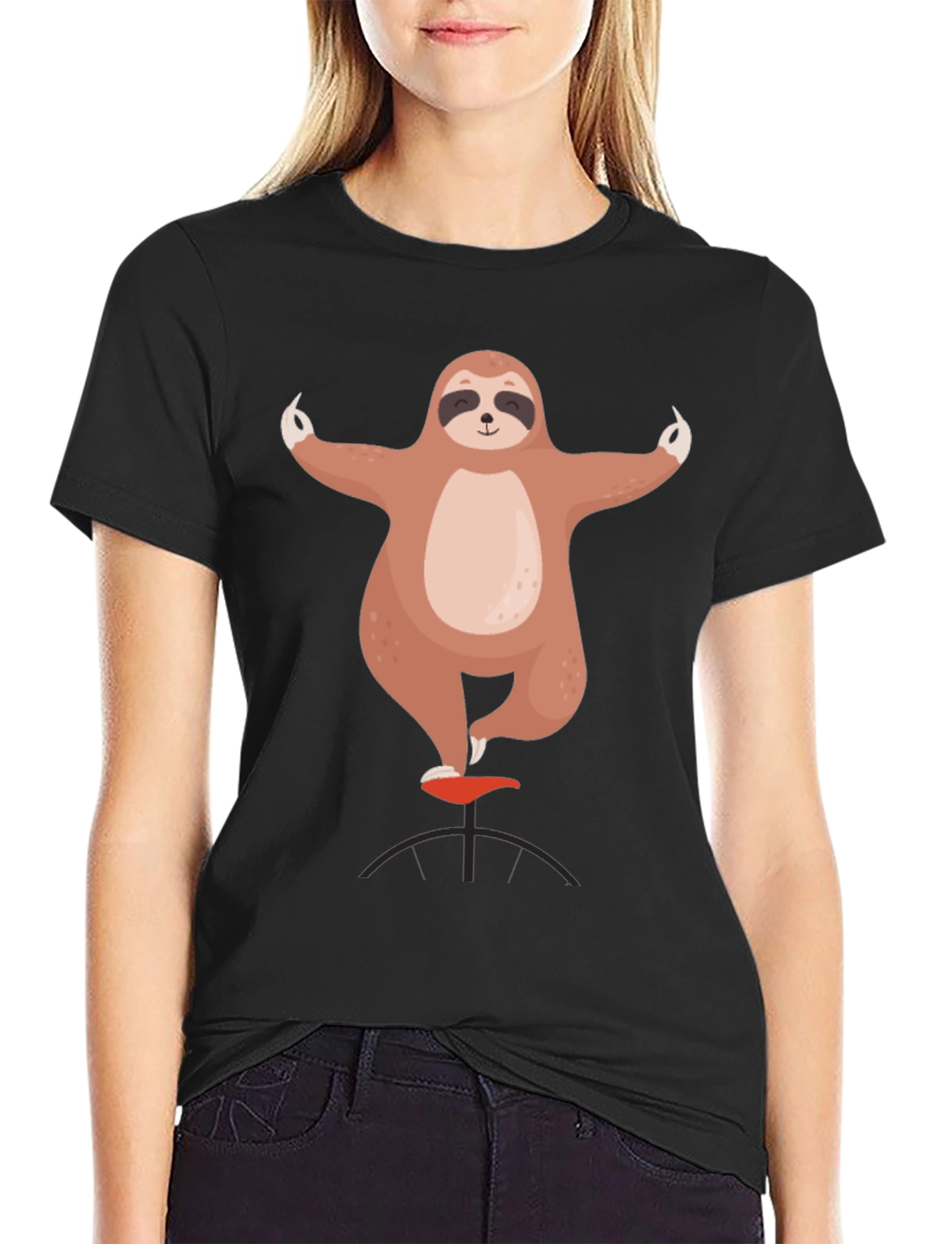 Sloth Yoga Balance Black Graphic Tee