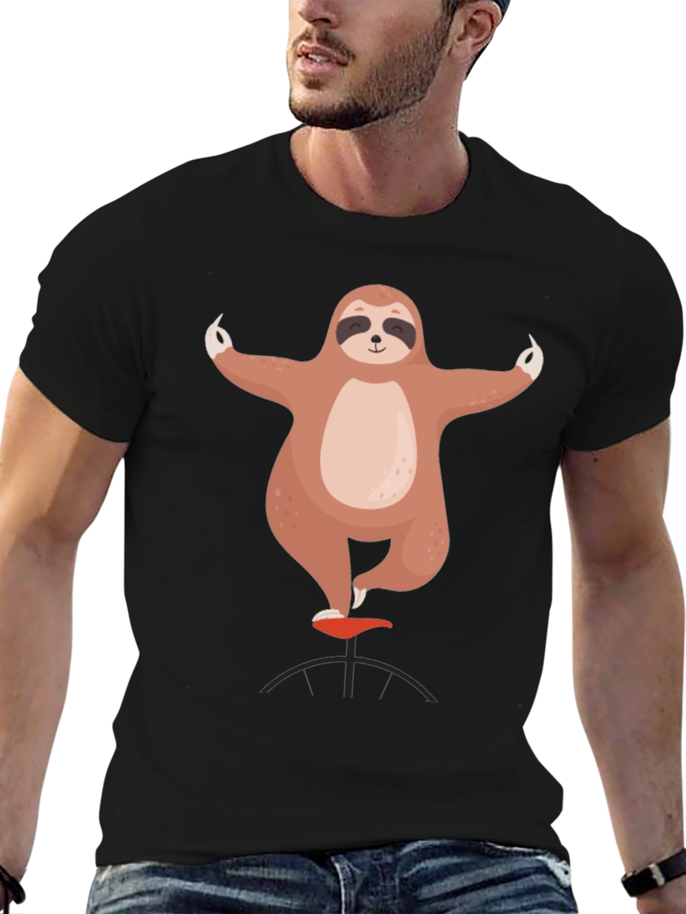 Sloth Yoga Balance Black Graphic Tee