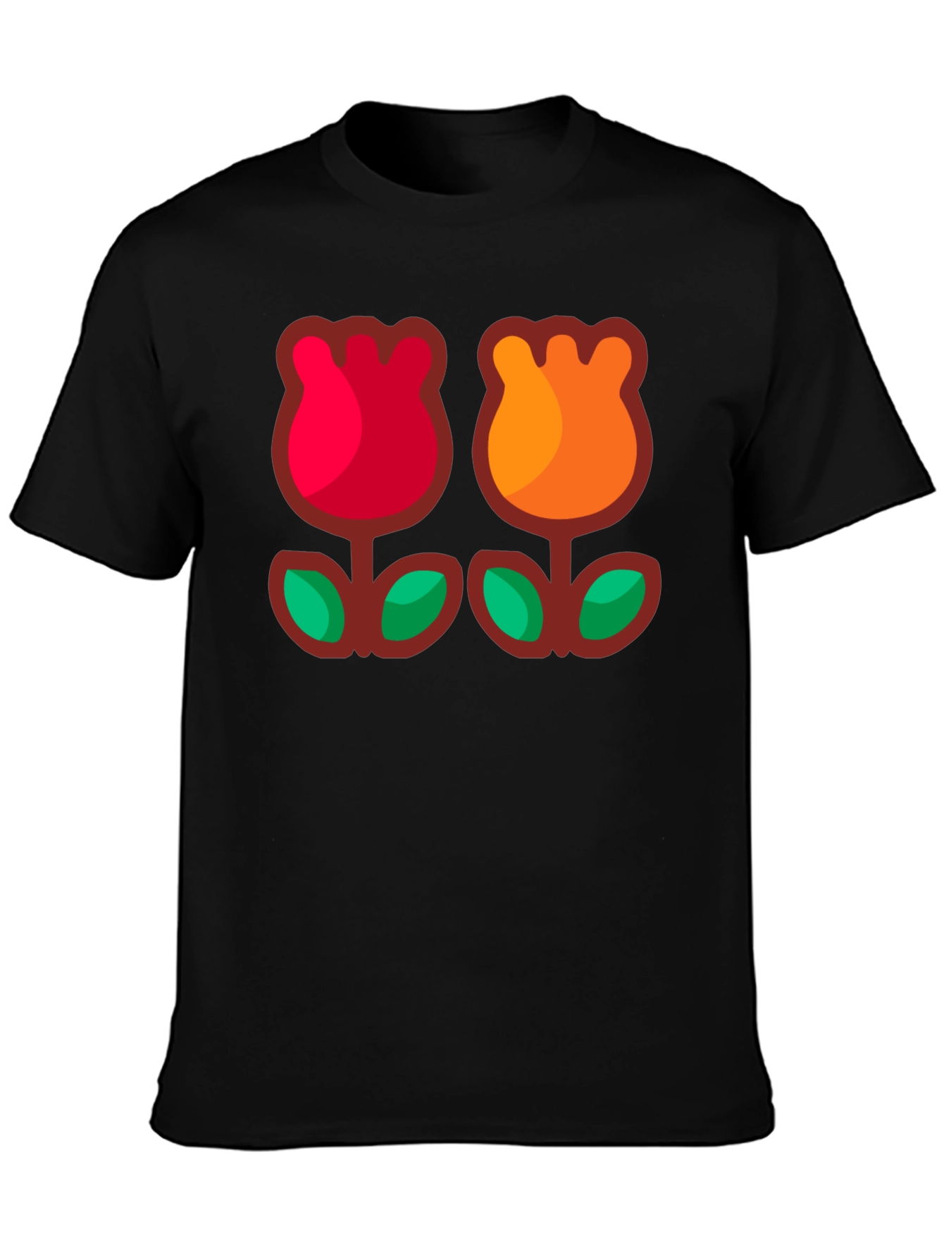 Retro Flower T-Shirt - Black Cotton Tee