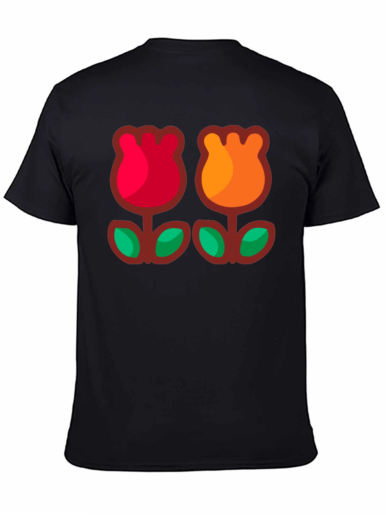 Retro Flower T-Shirt - Black Cotton Tee