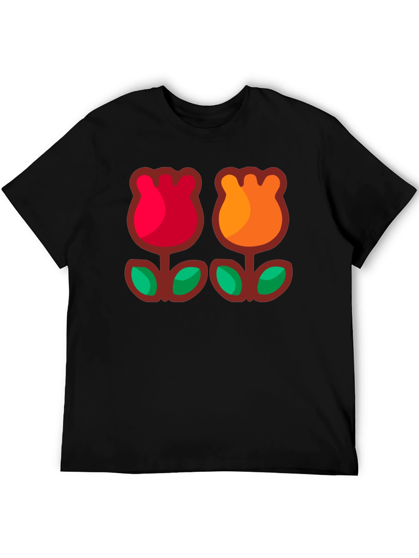 Retro Flower T-Shirt - Black Cotton Tee