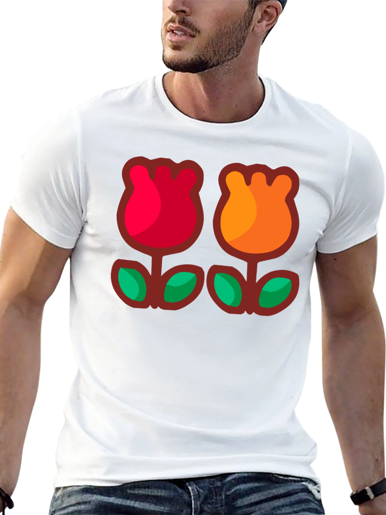 Retro Flower T-Shirt - Black Cotton Tee