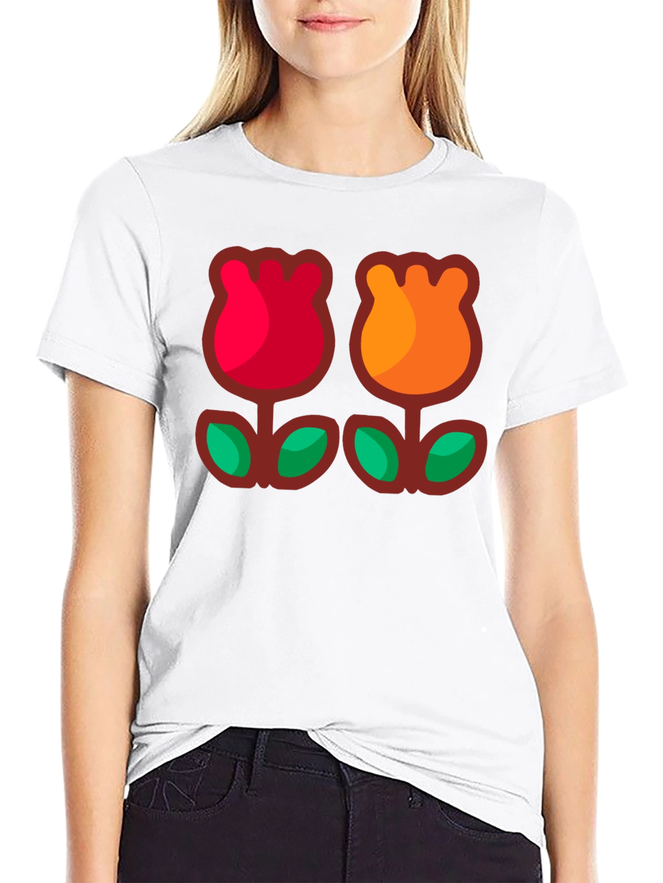 Retro Flower T-Shirt - Black Cotton Tee