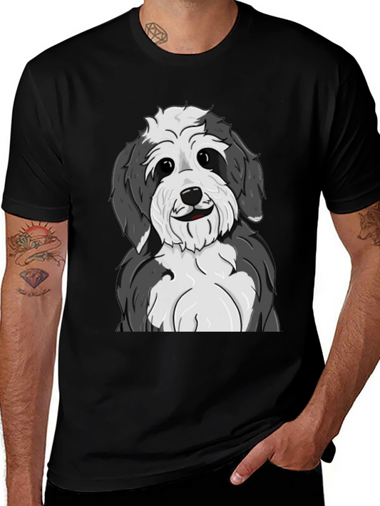 Cute Dog Graphic Tee - Black Cotton Shirt