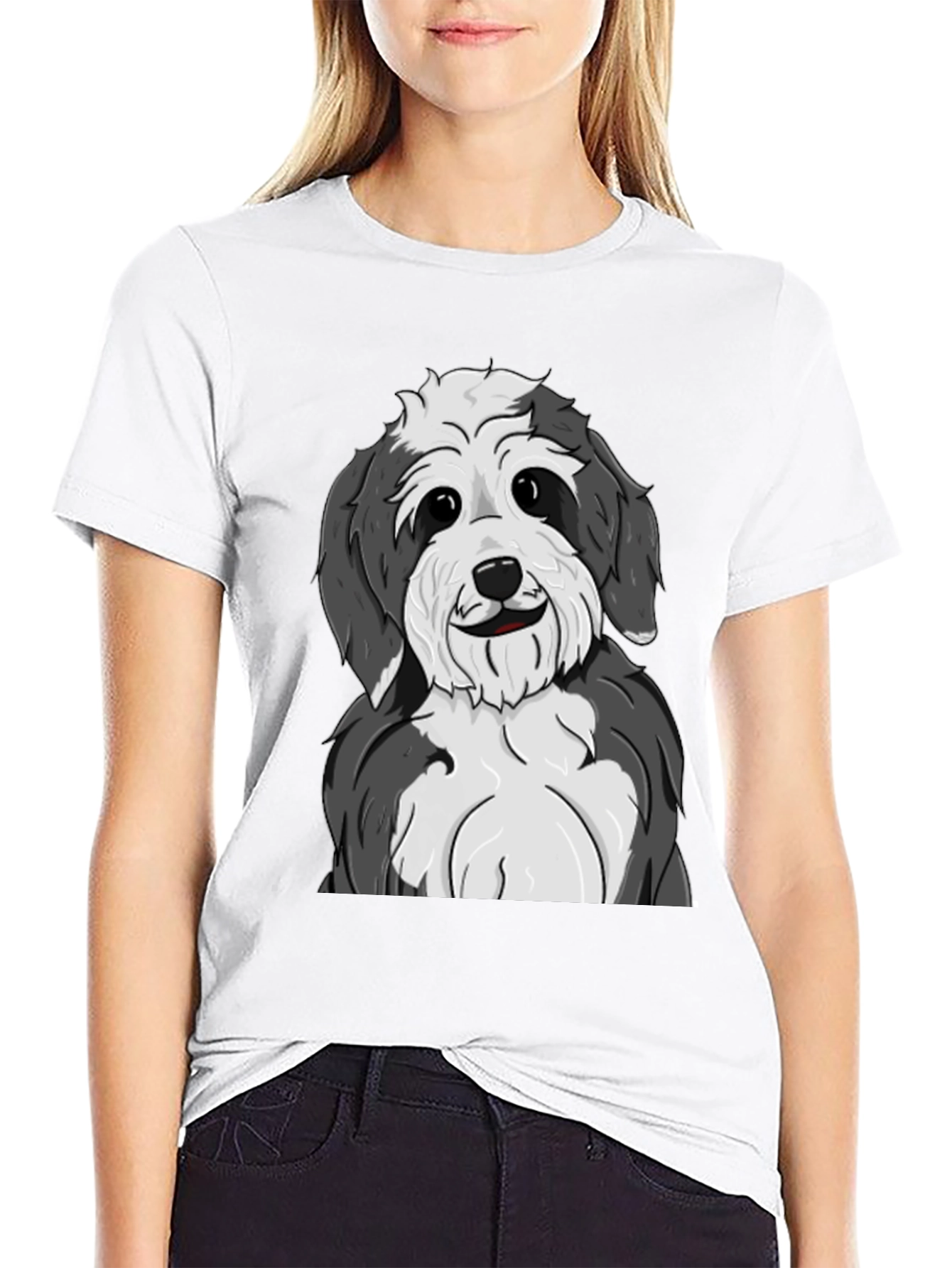 Cute Dog Graphic Tee - Black Cotton Shirt