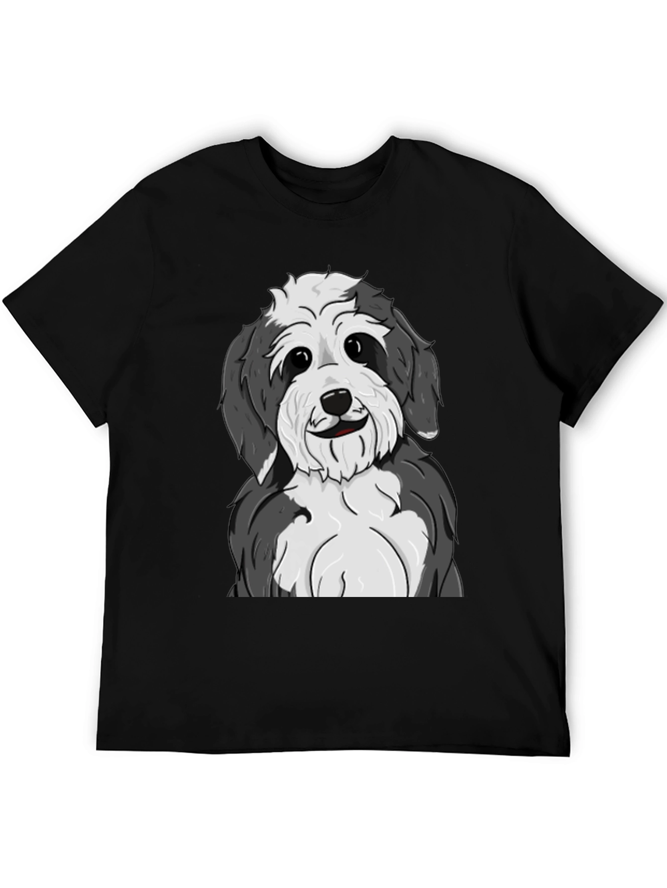 Cute Dog Graphic Tee - Black Cotton Shirt