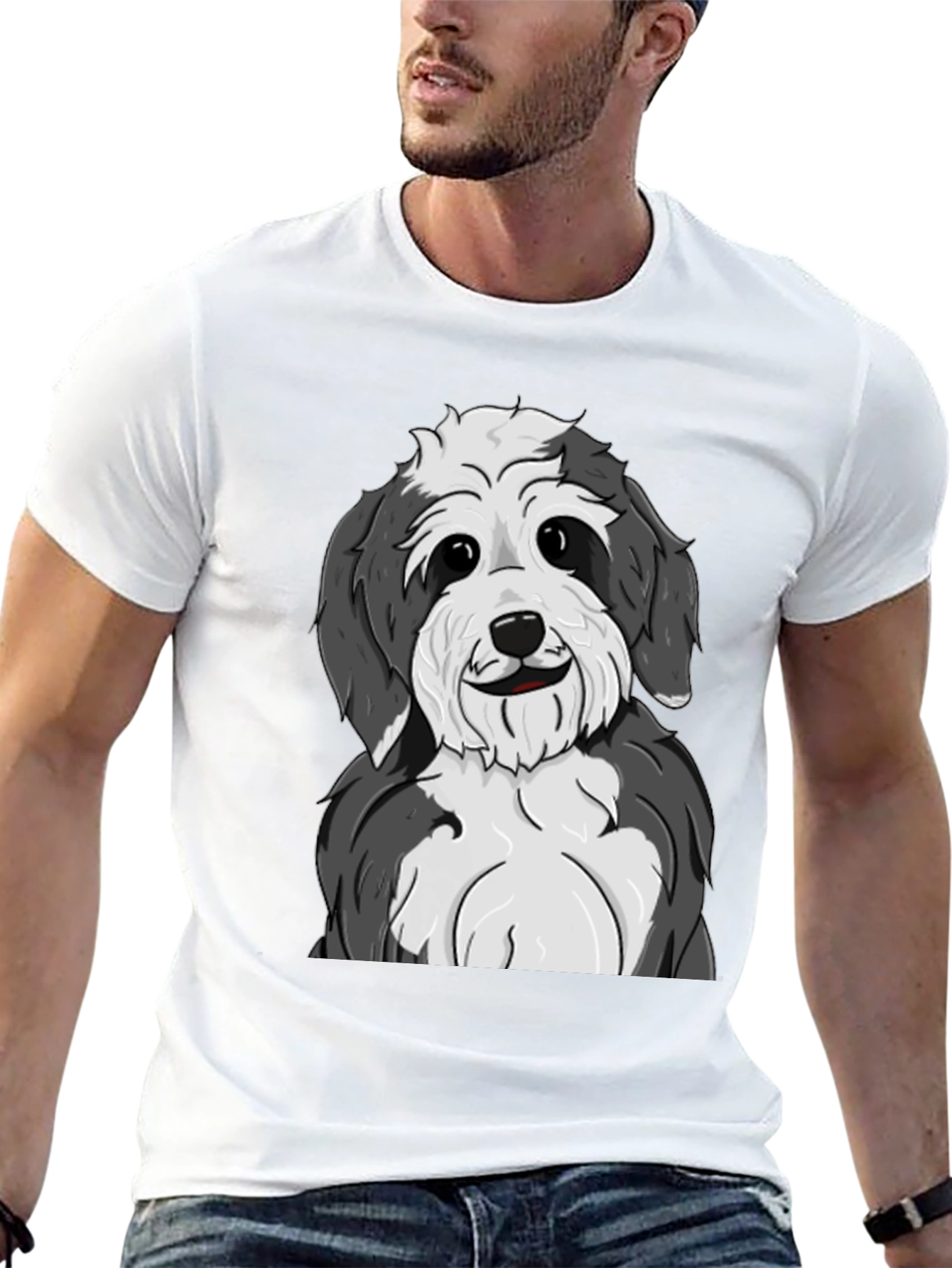 Cute Dog Graphic Tee - Black Cotton Shirt