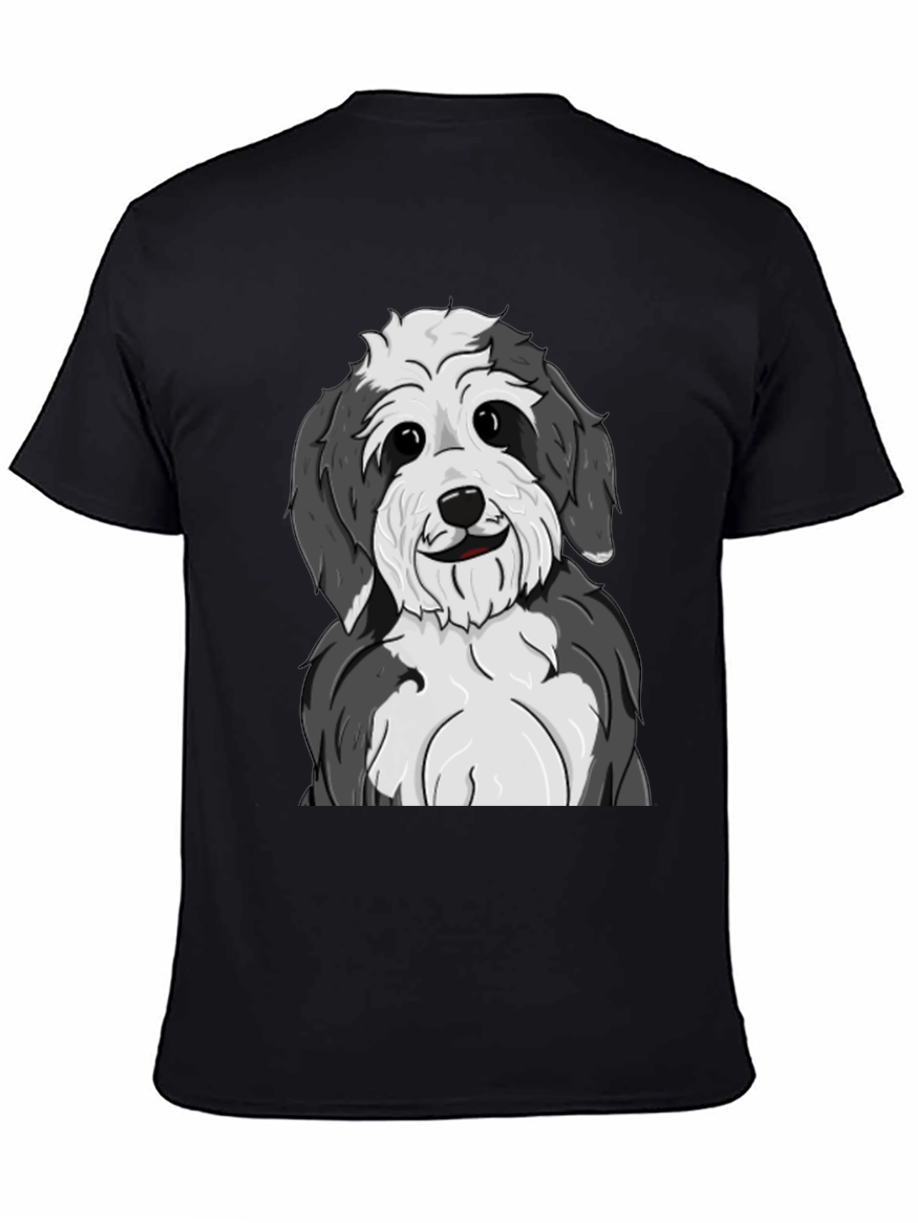 Cute Dog Graphic Tee - Black Cotton Shirt