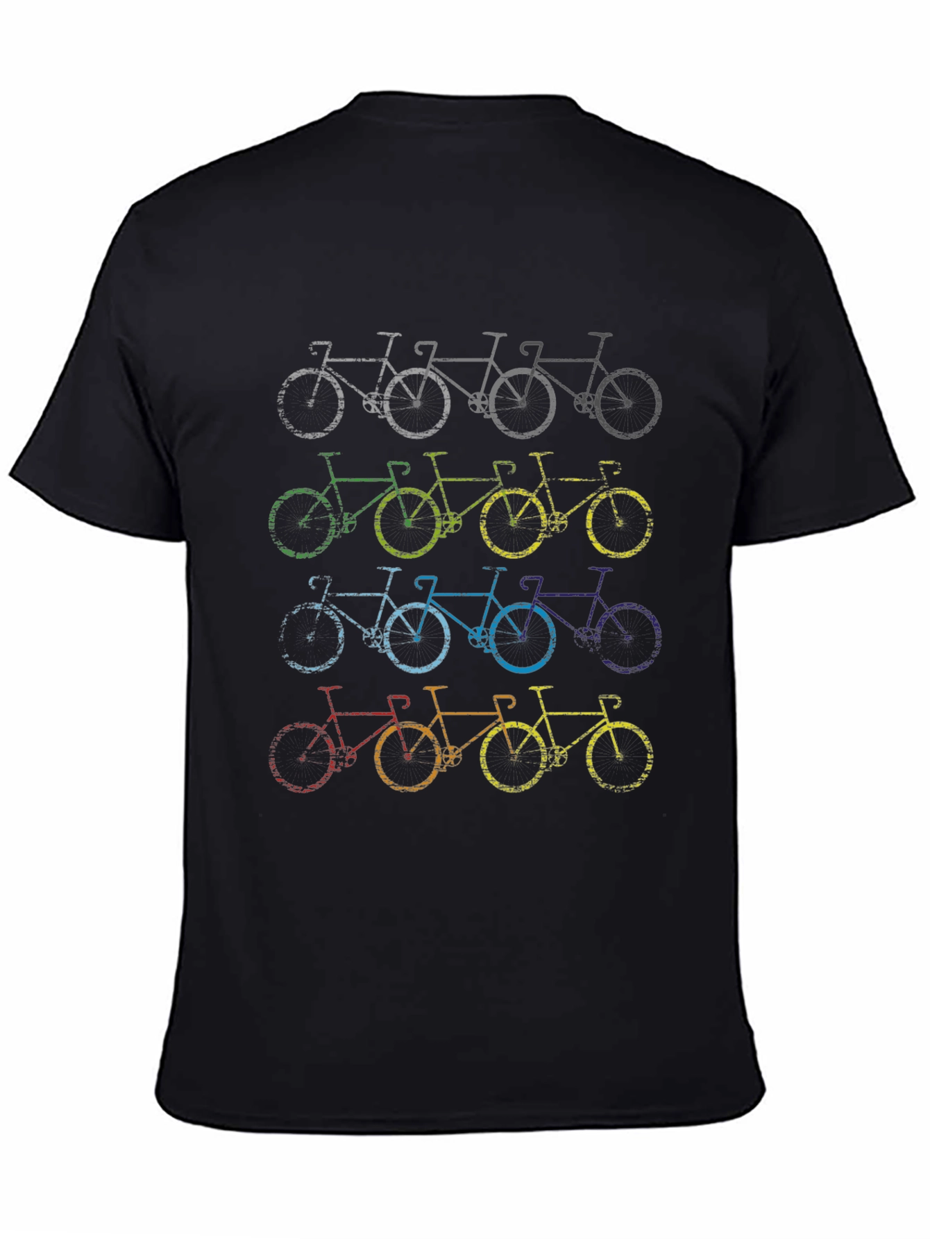 Retro Bicycle Print Black T-Shirt