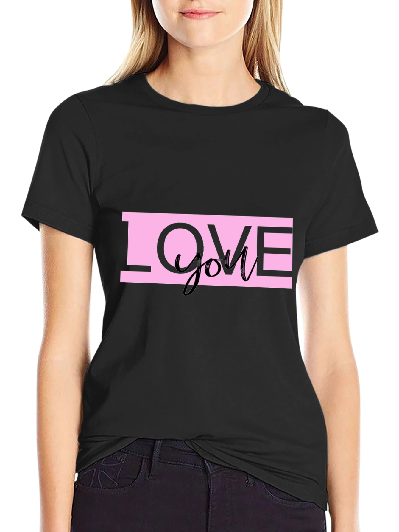 Love You Graphic Tee - Trendy Black T-Shirt