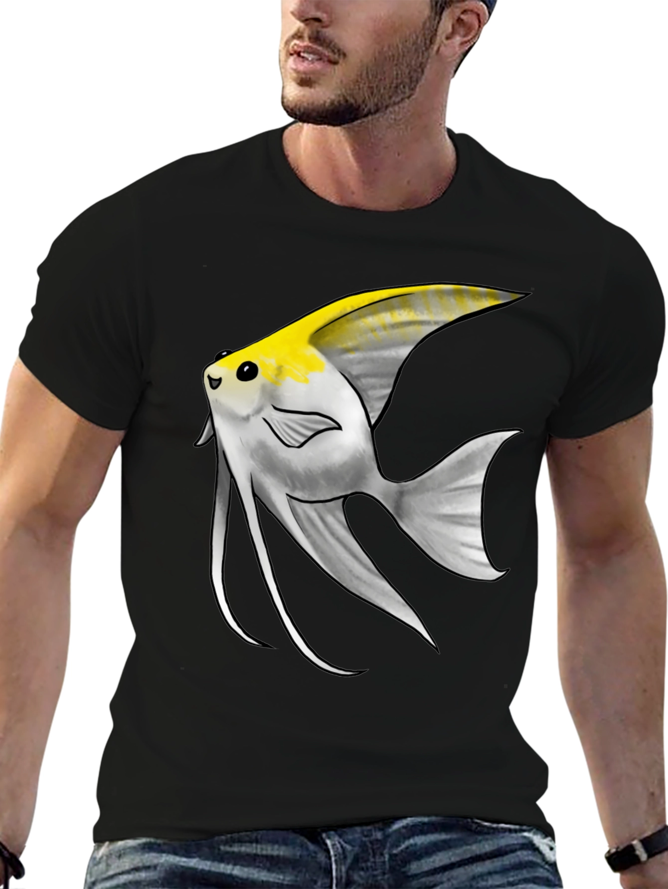 Angelfish Graphic Tee - Black Cotton Blend