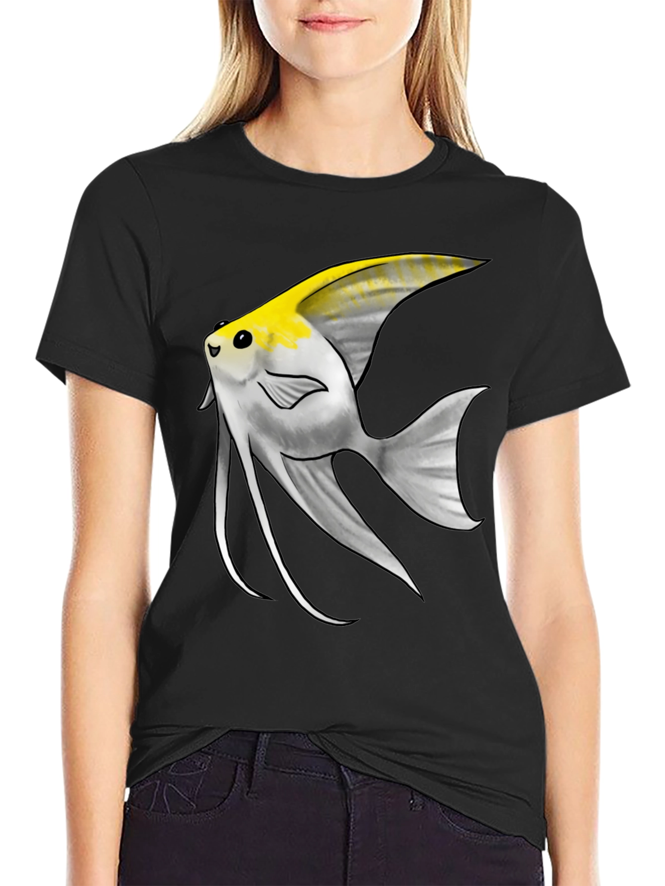 Angelfish Graphic Tee - Black Cotton Blend