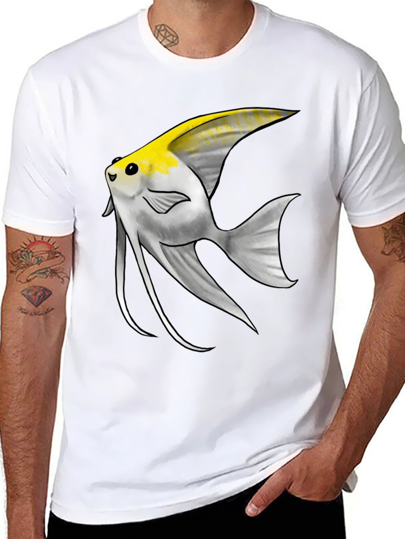 Angelfish Graphic Tee - Black Cotton Blend