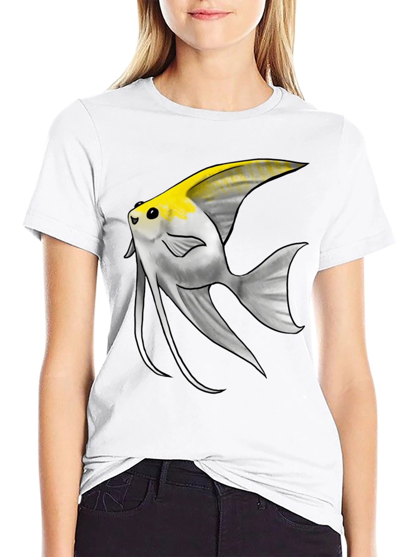 Angelfish Graphic Tee - Black Cotton Blend