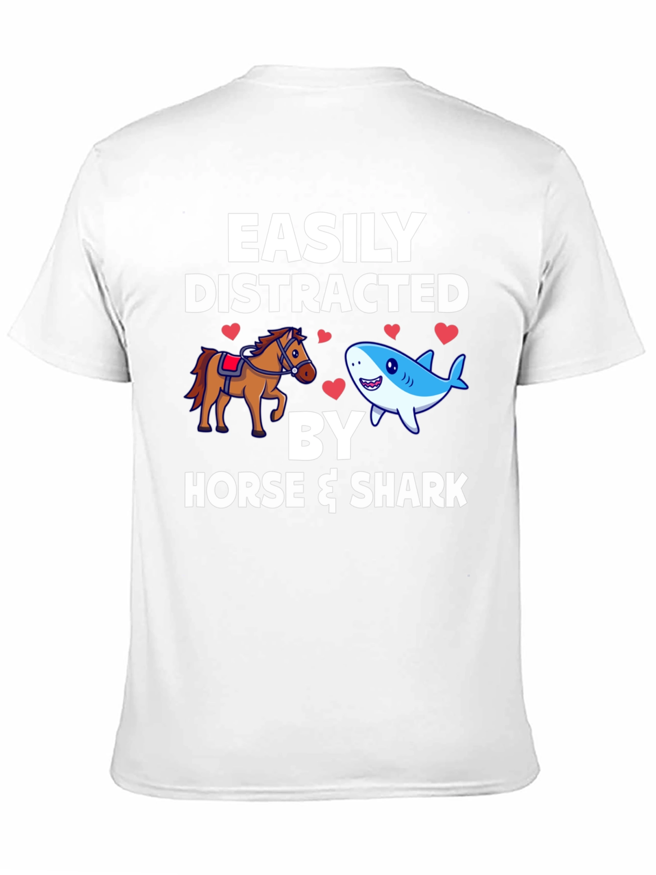 Easily Distracted by Horse & Shark Mens T-Shirt