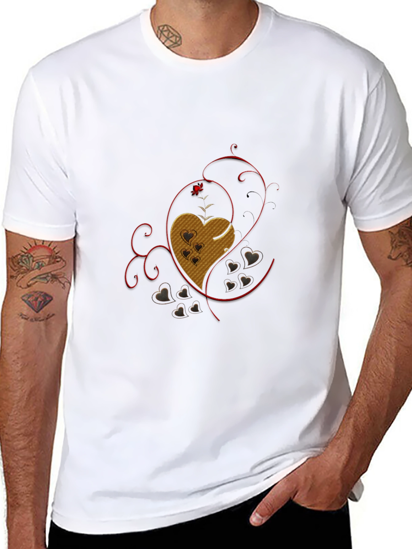 Heart Graphic Black T-Shirt - Love Design Tee