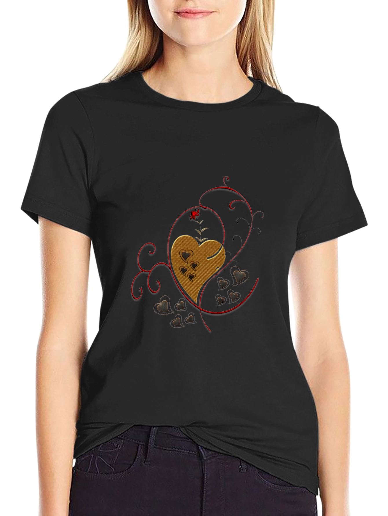Heart Graphic Black T-Shirt - Love Design Tee