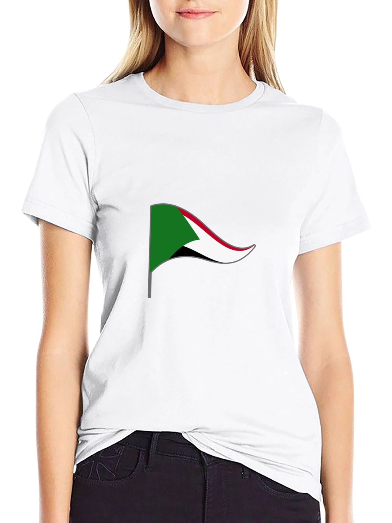 Sudan Flag Graphic Tee - Black Cotton T-Shirt