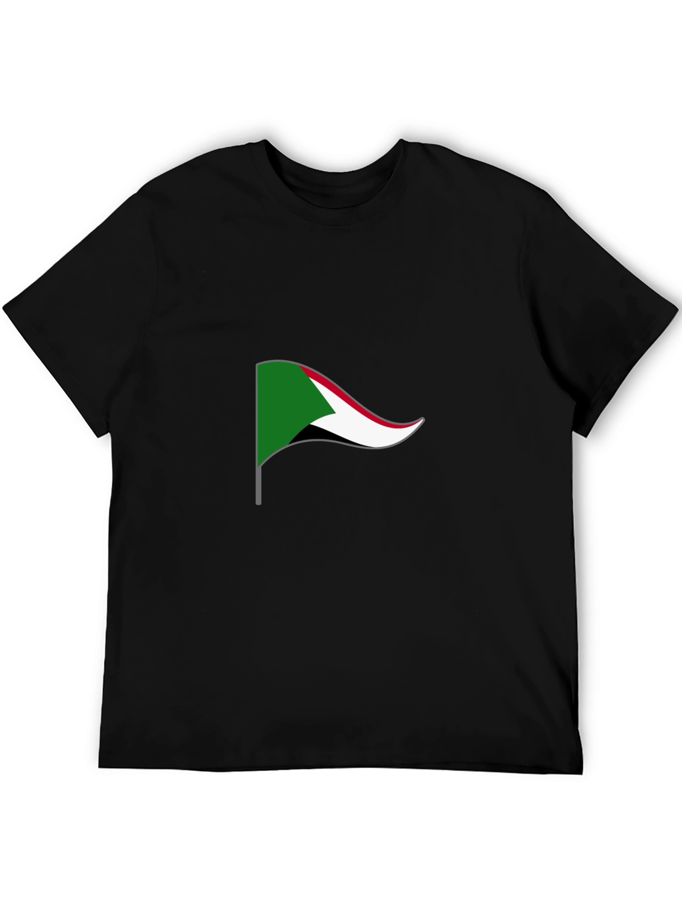 Sudan Flag Graphic Tee - Black Cotton T-Shirt