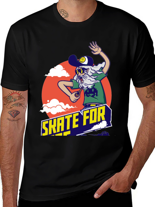 Skate For Life Graphic Tee - Black Cotton T-Shirt