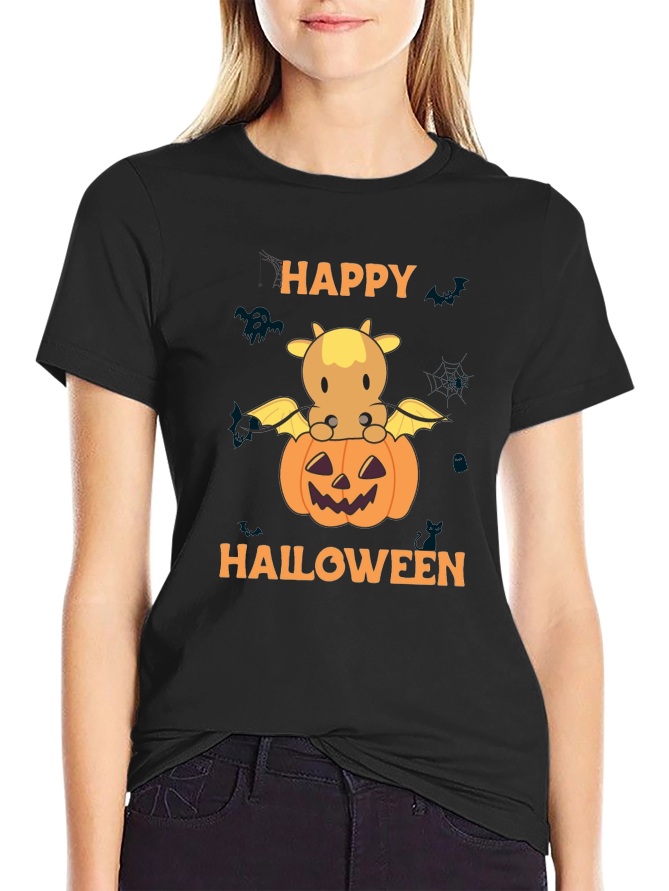 Happy Halloween Cow & Pumpkin T-Shirt