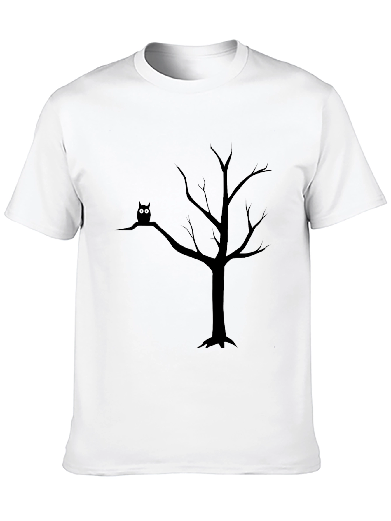 Owl in Tree Black T-Shirt - Spooky Nature Tee