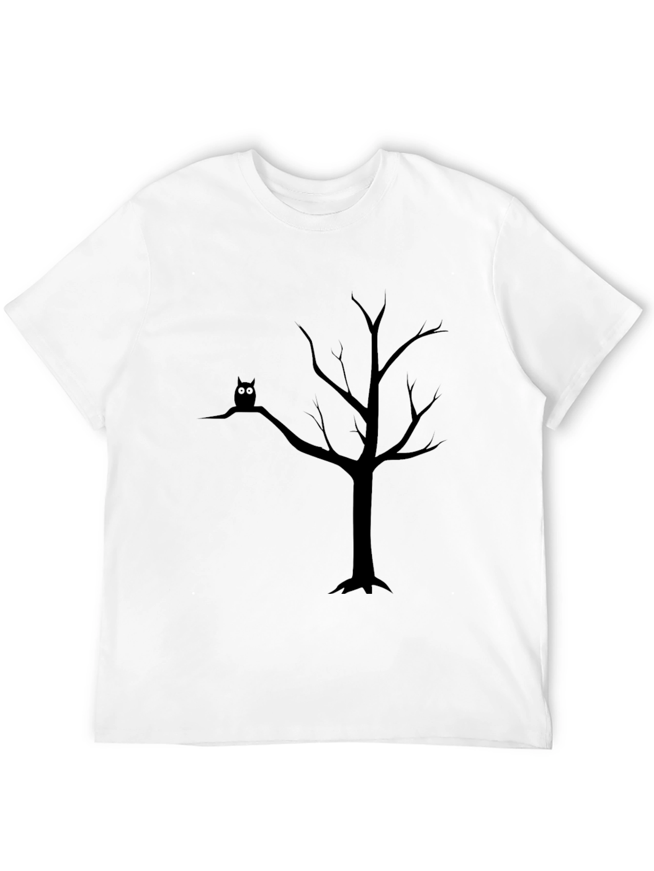 Owl in Tree Black T-Shirt - Spooky Nature Tee