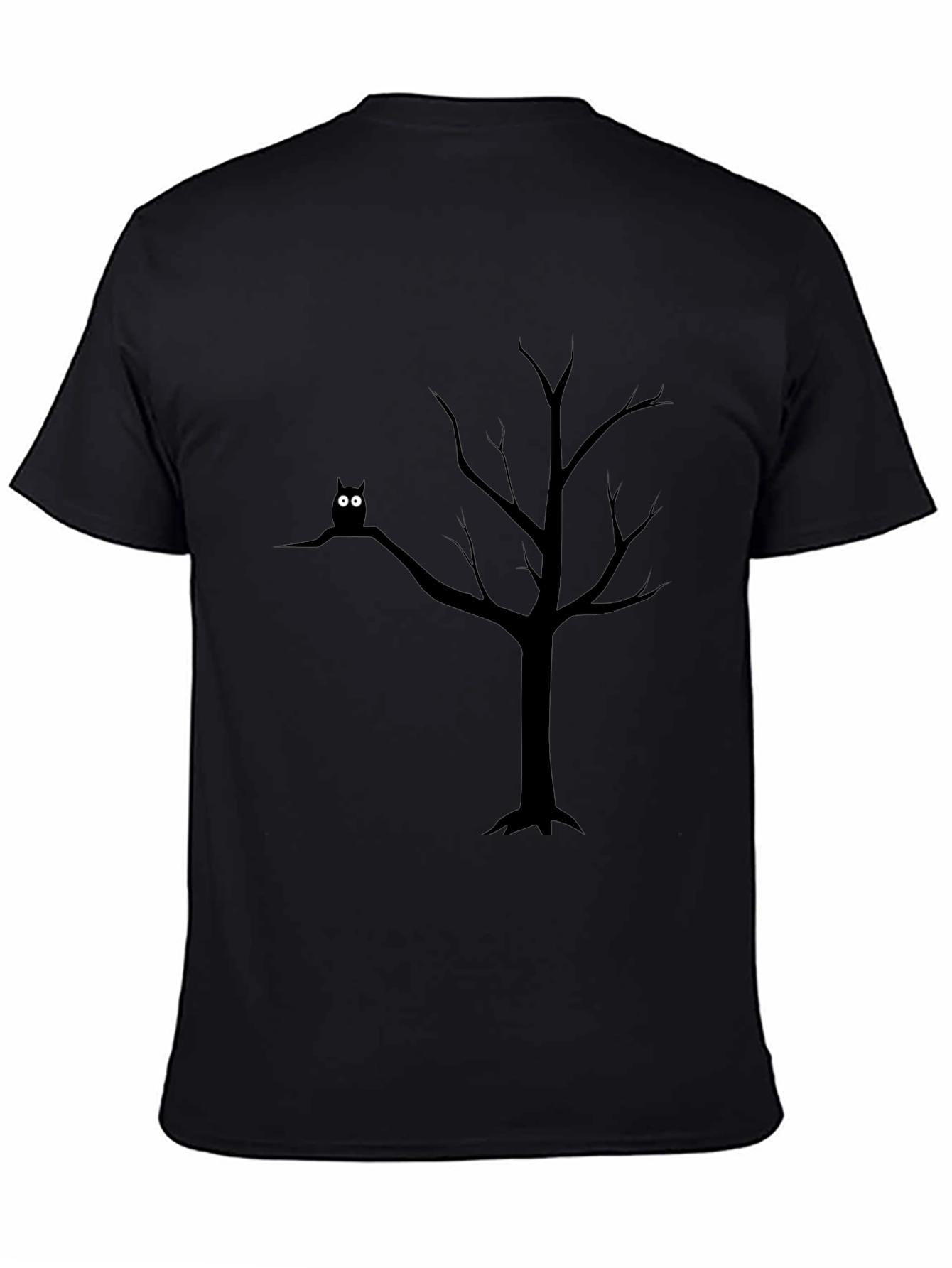 Owl in Tree Black T-Shirt - Spooky Nature Tee
