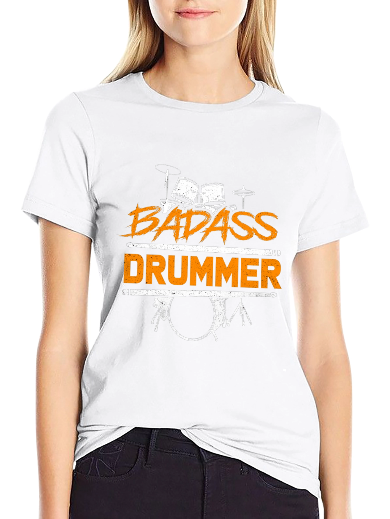 Badass Drummer Graphic Tee - Black