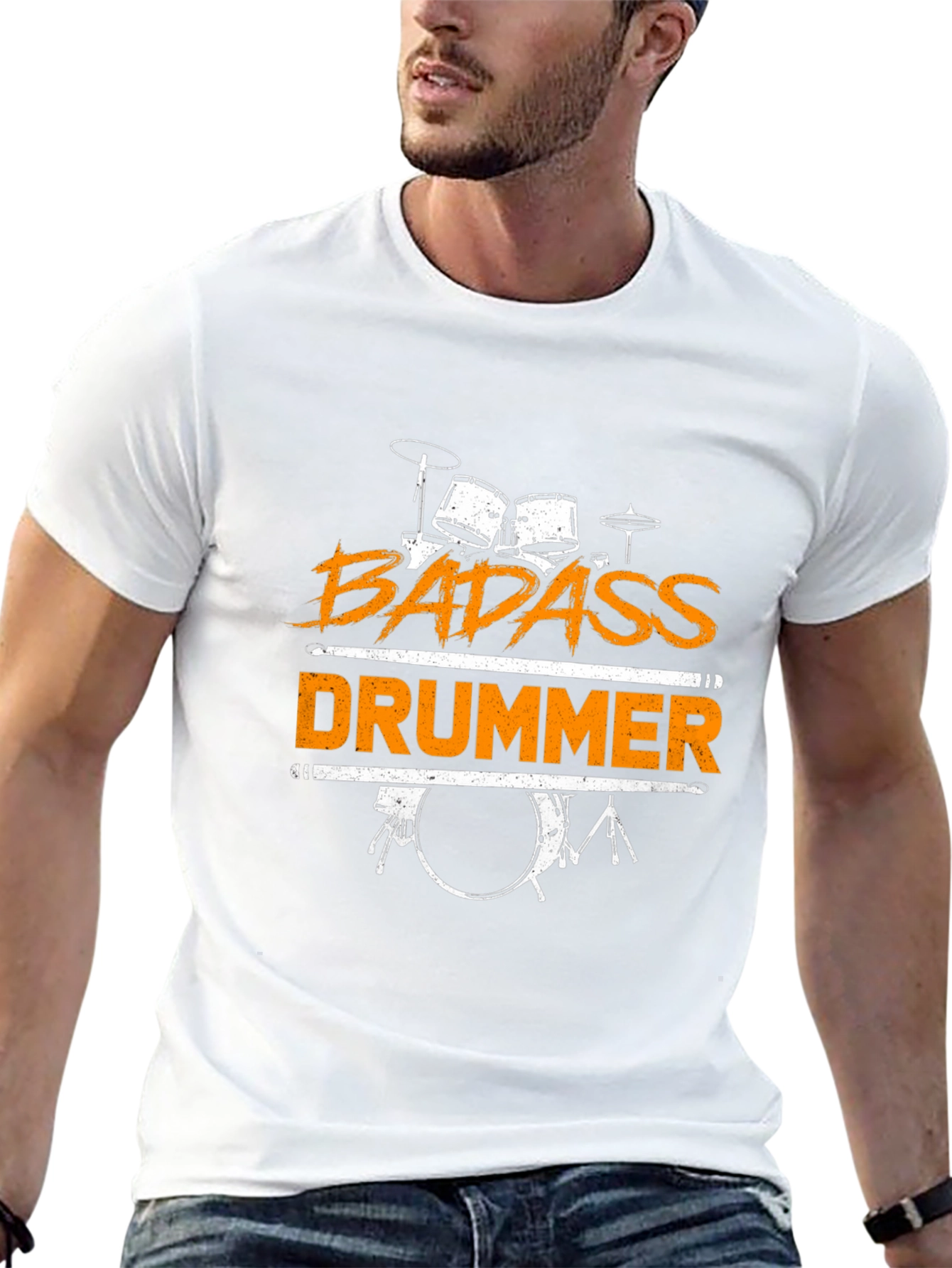 Badass Drummer Graphic Tee - Black